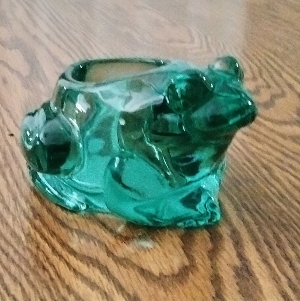 Indiana Glass Green Frog Candle Holder